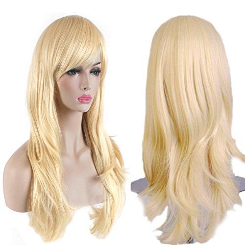 Akstore 28 inch Fashion Wigs Long Wavy Curly Hair Cosplay Wig (Golden)