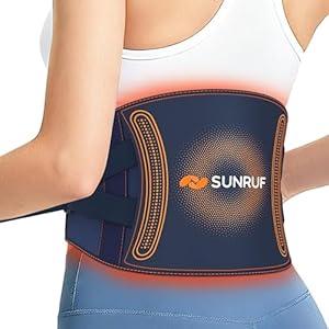 Cordless Heating Pad with Massager for Back Pain Relief Portable Heat Pad for Period Cramps, Hands-Free, Auto Shut Off with an Extension Strap