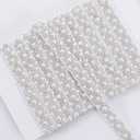2 Yards Pearl Beaded Trim, 0.4 Inches Bridal Lace Ribbon Trimming Edge Straps for Sewing Wedding Dress Applique Bridal Straps Embellishments Decoration (White)
