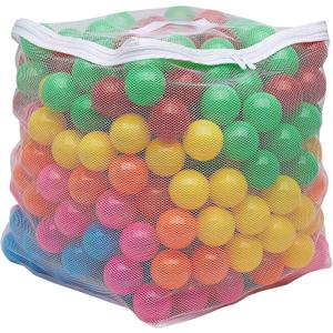 Amazon Basics BPA Free Ball Pit Balls with Storage Bag, Crush-Proof Plastic for Toddlers Kids 12+ Months Play, Phthalate Free, 6 Bright Colors, Pack of 400