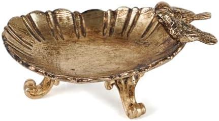NIKKY HOME Vintage Gold Ring Holder Jewelry Dish, Antique Birds Trinket Display Decorative Metal Tray Bowl Classy Birthday Christmas Gifts for Women