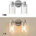 2 Light Bathroom Wall Sconce Light Fixtures with Clear Glass Bathroom Wall Lights Over Mirror Vanity Lights Chrome with E26 Base