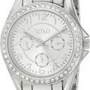 XOXO Women's Silver-Tone Bracelet Watch with Crystal Accents, Multi-Dial Face, Quartz Analog Movement, and Box  Stylish Fashion Accessory for Everyday Wear