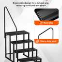 YOLANDO RV Steps with Handrail, 4 Steps RV Stairs w/Handrail for Elderly & Kids, Wide Platform for Hot Tub, Camper, Mobile Home, Porch, Pool, SPA, Pet Stairs, Outdoor and Indoor Use