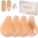 Push Up Sticky Bra, Invisible Adhesive Nipple Covers with Lift Tape (2 Pairs) (Beige)