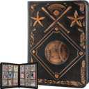 Baseball Card Binder - Stunning 3D Raised & Hand Colorwashed PU Leather Binder - 9 Pocket Album w Zipper - 360 Side Loading Sleeves Book for Baseball Trading Cards - Works with Topps, Bowman, Panini..