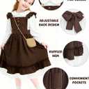 AOTHSO Pioneer Dress for Girls Colonial Costume Prairie Dress with Headscarf Apron Purse Pioneer Outfit for Kids D