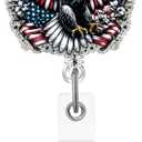 USA 250th Anniversary Badge Reel Bald Eagle and American Flag with Eagle Badge Reel Retractable Clip, Cute Gifts for Nursing Student Medical Worker Teacher Doctor