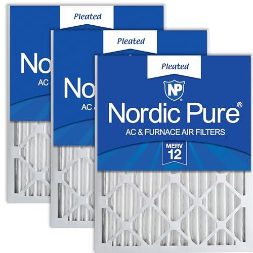 Nordic Pure 16x25x2 Pleated MERV 12 Air Filters 3 Pack