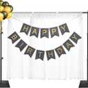 EMART Backdrop Stand, 6.5x10 ft Adjustable Photo Background Pipe and Drape Photography Kit with Heavy Duty Metal Flat Base for Parties, Wedding, Video Studio, Birthday - Black