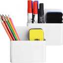 Marbrasse Magnetic Dry Erase Marker Holder,Pen and Eraser Holder for WhiteboardMagnet Pencil Cup Utility Storage Organizer for Office, Refrigerator, Locker and Metal Cabinets (2 Pack)