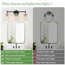 Indoi Bathroom Light Fixtures, 3-Light Black and Gold Vanity Light, Black Bathroom Lights Over Mirror with Clear Glass Shade for Mirror Bedroom Living Room