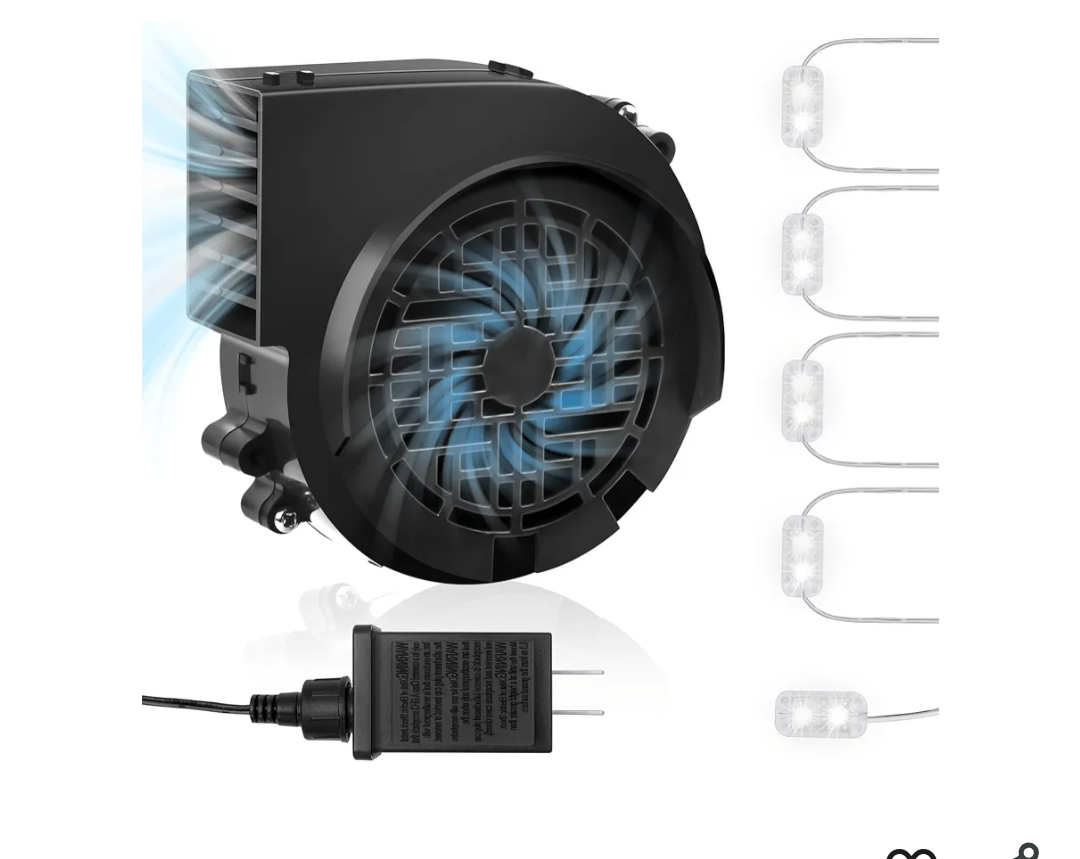 12V 1.2A Inflatable Replacement Motor for 5-9FT Halloween Christmas Inflatables Air Blower Fan with 5 LED Light 1.5A Adapter Outdoor Blow Up Fan Parts Inflatables (White Lights 5 LED, 12V 1.2A)