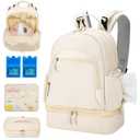 Breast Pump Backpack Fit for Spectra S1 and S2 with Removable Cooler Compartment, Pumping Bag for Pump Accessories, Breast Pump Bag for Work, Travel and Family Use Beige