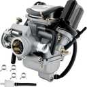 PD24J Carburetor, Compatible with 4-Stroke Engines GY6 125cc 150cc 152QMJ 157QMI ATV Quad Bike 4 Wheeler Dune Buggy Go Kart Moped Scooter Manifold Intake 24mm Carb