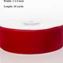 2 x Red Velvet Ribbon - 1 1/2 Inch Wide, 10 Yards Roll - Festive Flocked Ribbon for Holiday Decor, Crafts, and Gift Wrapping