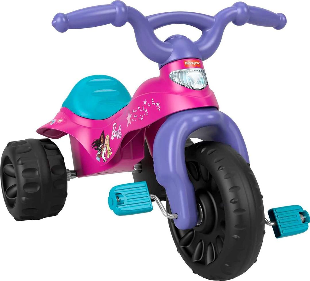 Fisher-Price Toddler Tricycle Barbie Tough Trike, Toy Bike with Handlebar Grips & Storage for Outdoor Play Kids Ages 2+ Years, Barbie