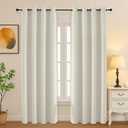 Simplebrand Natural Room Darkening Curtains for Bedroom Living Room 84 Inch Length 2 Panels Set, Thermal Insulated Curtains & Drapes, Solid Grommet Noise Reducing Window Treatment, W50 x L84 Inch