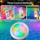 6 Inch 12V LED Pool Light, 50FT Cord Color Changing Underwater Light for Inground Pools & Spas, APP/Remote/Controller Triple Control, 120V to 12V Low Voltage, Fits 6 Wet Niches or Wall Mount