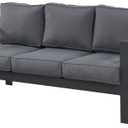 Wisteria Lane Patio Furniture Aluminum Sofa, All-Weather Outdoor 3 Seats Couch, Gray Metal Chair with Dark Grey Cushions
