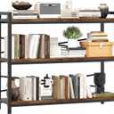 3 Tier Bookshelf 39.37" Width, Dorm Desk Hutch, Desk Shelf, Long Industrial Bookcase, Wooden Large Book Shelf for School Home Living Room Bedroom Office Storage(Vintage)