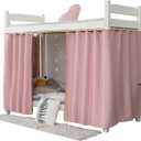 Thickened Breathable Blackout Bunk Bed Curtains for Twin Bottom Home Dorm, Pink, 2 Panels