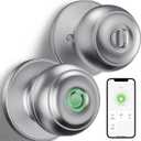 GeekTale Fingerprint Door Knob Lock for Bedroom Basement Garage Office with App, Smart Knob,Biometric Thumbprint Fingerprint Door Lock, Entry Private Passage Mode 3in1