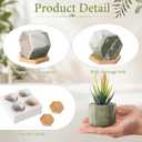 Marbling Ceramic Flower Pot Succulent Small Plant Cactus Herbs Planter Ceramic Pot with Drainage Hole Matte Container(4 Pcs,Hexagon Style)
