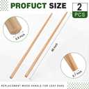 Leinuosen 2 Pack Replacement Wood Handle for Leaf Rake 48 Inch Handle Repair F/Leaf Rake for Yard Lawns Garden