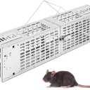 Qualirey 2 in 1 Humane Rat Trap Live Chipmunk Cage 24 x 4.3 x 6.3 in Double Opening Door for Indoor Outdoor Rodent Control Mouse Vole Hamsters Live Cage Reusable Automatic Continuous Cycle Mouse Trap