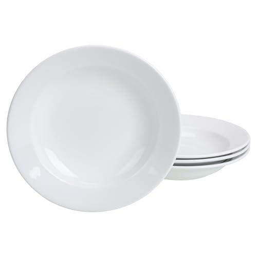 Amazon.com | BIA Cordon Bleu Everyday Porcelain Rimmed Soup Bowls, Set of 4, 9" each, White: Dinnerware Sets