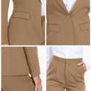 Women Suits 2 Piece Set Slim Fit Suiting Lady Formal Khaki Jacket Outfit Business Office One Button Blazer Pant for Work-S