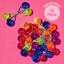 24pc Ponytailers Large Round Ponytail Balls Twin Bead Hair Elastics Bright Multicolored Twin Hair Beads Bauble Hair Ties Ponytail Holders, Toddler KidsValue Pack