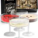 Champagne Coupe Glasses Set of 4 - Expresso Espresso Martini Glasses, Ribbed Coupe Cocktail Glasses, Vintage, Crystal