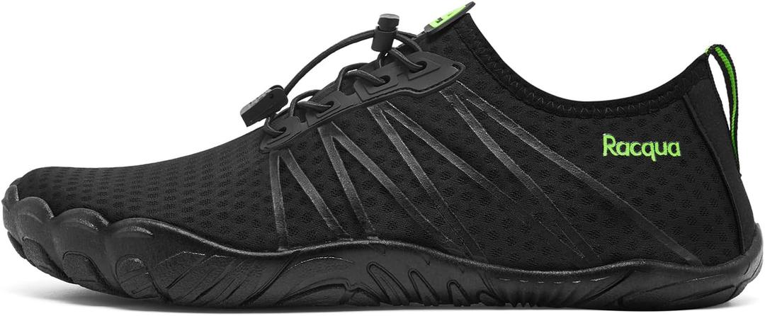Racqua Men Women Water Shoes Quick-Dry Breathable Swim Shoes Lightweight Aqua Shoes Beach Pool Hiking Shoes (8.5 Women/7.5 Men, Wz1104-black)