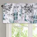 H.VERSAILTEX Valance for Kitchen Windows/Bathroom/Living Room/Bedroom Blackout Window Valance Thermal Insulated Rod Pocket Valance Curtains, 52" W x 18" L, 2 Panels, Floral Pattern in Grey and Teal