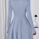 PRETTYGARDEN Fall Dresses for Women Elegant Classy 2026 Casual Long Sleeve Swing A Line Ruffle Short Homecoming Party Dress (Blue, M)