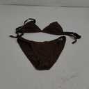 ZAFUL Women's Sexy Two Piece Swimwear Textured Triangle Plunging Neck High Cut Cheeky Bikini Set Solid Color Swimsuit (Large, Deep Coffee)