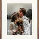 16x20 Picture Frame, Display Photos 11x14 with Mat or 16x20 without Mat, Made of Solid Natural Walnut Wood with Plexiglass Vertical Horizontal Wall Mounted Gallery Poster Frame