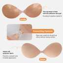 KUANG! 2 Pairs Seamless Adhesive Bra with Sticky Strapless Invisible Push-Up Support Silicone Backless Nipple Cover for Women