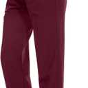 POSHGLAM Women's Maternity Scrubs Pant 6-Pocket Stretchy Comfy Workwear Casual Pregnancy Pants(New Burgundy, Small)