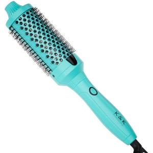 K&K Pro Thermal Brush, Green 1 3/4 Inch Heated Round Brush, Professional Heated Curling Ceramic Tourmaline Ionic Curling Iron, Hot Styling Volumizing Tool, Dual Voltage