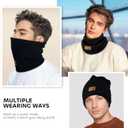 Winter Neck Warmer,Fleece Lined Infinity Scarf Thicken Windproof and Dust Skiing Circle for mens women Double-Layer Knit Chiristmas Gift for Women Men Girl Boy Stocking Stuffer Filler (Black)