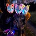 Demon LED Mask Slayers Costume Props Japanese Anime Plastic Fox Face Cosplay Glowing Masks for Adult Masquerade