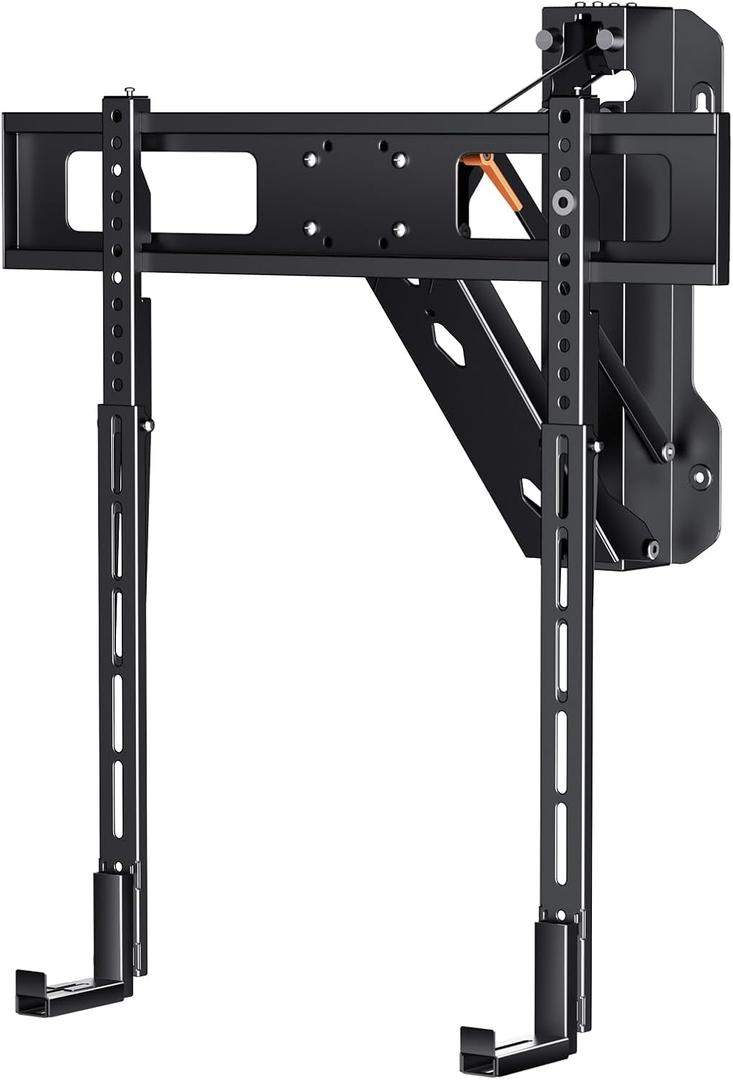 Motorized Pull Down TV Mount with Speaker Bracket Over Fireplace, Electric Height Adjustable Wall Mount for 32-70" TV up to 77lbs, Full Motion Swivel & Tilt, Remote Control, Max VESA 600x400mm