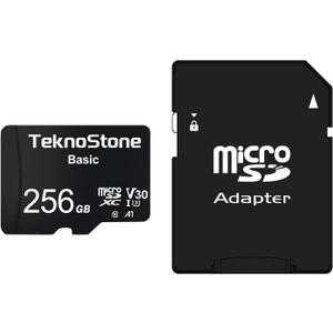 TeknoStone Basic 256GB Micro SDXC Memory Card with Adapter Up to 90MB/s Read Speed U3 V30 A1 Rated HD Video Support TF Card for Dashcams Security Cameras Tablets Phones (1 Pack)