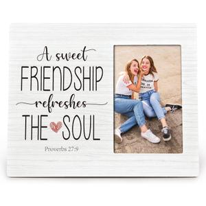 A Sweet Friendship Refreshes The Soul 4X6 Picture Photo Frames, Friendship Wood Photo Frame, Best Friend Birthday Gifts for Friends, Religious Gifts Picture Frame for Wall Tabletop Display