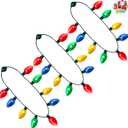 JOYIN 3 Packs Christmas Necklace LED Light Up Necklaces 9 Bulbs LED Holiday Party Favor Costume Accessories for Christmas Xmas Favor Party Supply