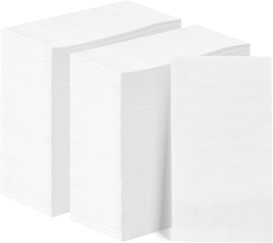 BESTVIP 400 Pack Disposable Paper Napkins, 3-Ply White Dinner Napkins, Soft Bathroom Napkins for Guests, Absorbent Party Napkins Wedding Napkins for Dinners, Kitchen or Events