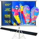 60 Inch Projector Screen Portable with Stand & Carry Bag, 4:3 Aspect Ratio, Lightweight Foldable Design for Home Theater & Outdoor Movies, Easy Setup Indoor Outdoor Projection Screen (60") 